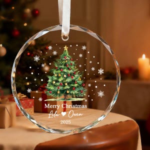 Personalized Crystal Christmas Tree  Ornament, Custom Name Keepsake, Couple Holiday Decor Gift