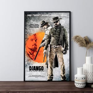 Cartazes de filmes Django Livre, cartazes de filmes retrô, impressão em tela, arte de parede, decoração de quarto, decoração de casa, presentes, pôster embrulhado