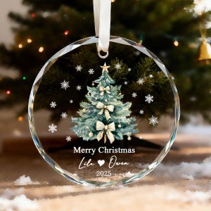 Enfeite de Natal de Cristal Personalizado, Lembrança com Nome Personalizado, Presente de Natal para Casal