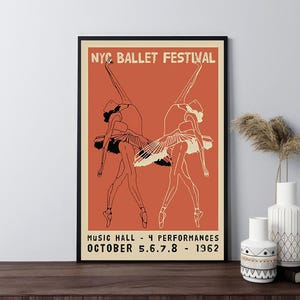 Pôster do Balé da Cidade de Nova York, Pôster Retro Vintage do Music Hall, Arte de Parede, Impressão em Tela, Decoração de Quarto, Presentes, Pôster Embrulhado