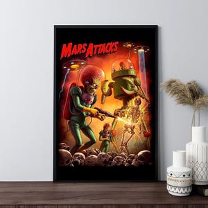 ¡Ataques de Marte! Pósteres de películas, pósteres de películas retro, impresión en lienzo, arte de pared, decoración de habitaciones, decoración del hogar, regalos, póster envuelto