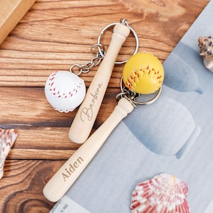 Baseball keychains, engraved wooden bats, softball keychains, coach gifts, fan gifts, team gifts, custom baseball game gifts, athlete gifts