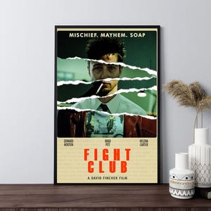 Cartazes de filmes do Clube da Luta, impressão em tela, arte de parede, decoração de quarto, decoração de casa, pôster embrulhado, presente para ele
