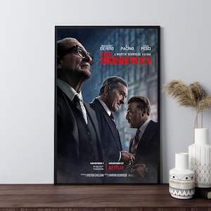 Cartazes de filmes do The Irishman (2019), pôsteres retrô, impressão em tela, parede, decoração de quarto, decoração de casa, presentes, pôster embrulhado