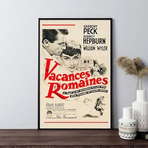 Pôsteres de filmes Roman Holiday, pôsteres de filmes retrô, impressão em tela, arte de parede, decoração de quarto, decoração de casa, presentes, pôster embrulhado