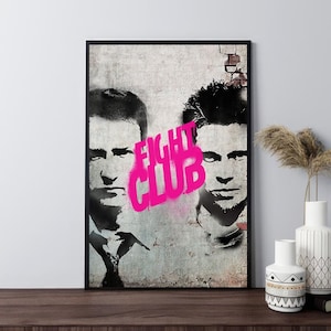 Cartazes de filmes do Clube da Luta, cartazes de filmes retrô, impressão em tela, decoração de parede, decoração de quarto, decoração de casa, presentes, pôster embrulhado