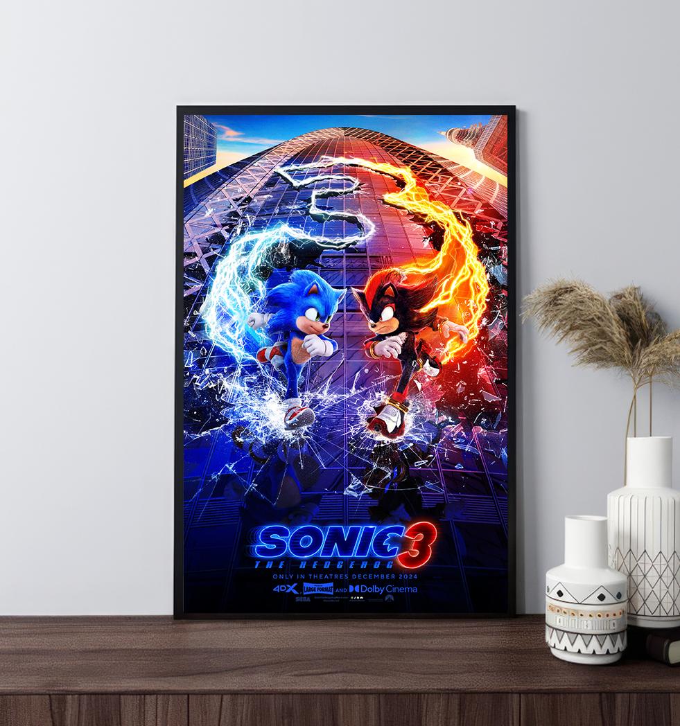 Sonic the Hedgehog 3 movie posters,retro movie posters,canvas printing，wall, room decoration, home decoration，gifts，wrapped poster