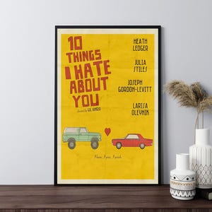 10 coisas que eu odeio em você pôster do filme, impressão em tela, arte de parede, decoração de quarto, decoração de casa, presentes, pôster embrulhado