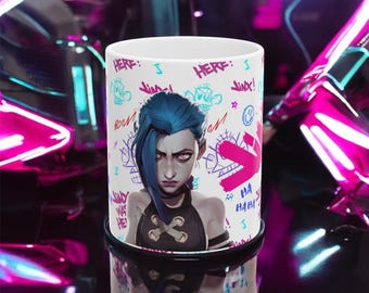 League of Legends Jinx-mugg: Arcane Gamer-present