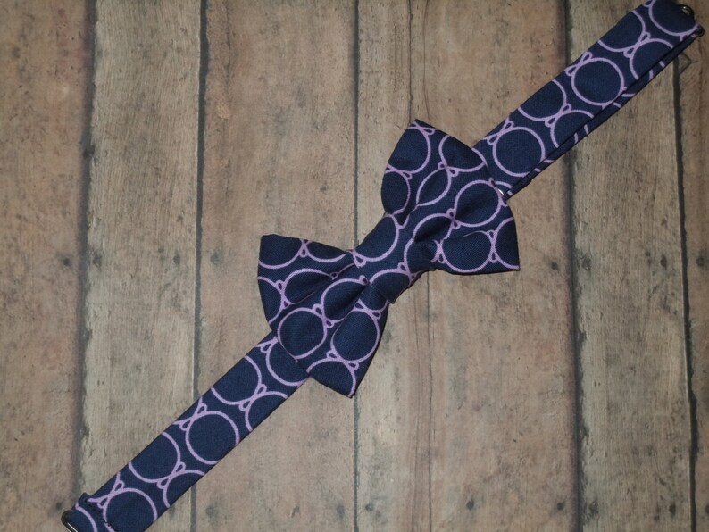 Little Guy Bow Tie, Bow Tie, Navy circles image 3