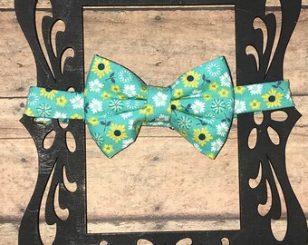 Little Guy Bow Tie, Bow Tie, Aqua Floral