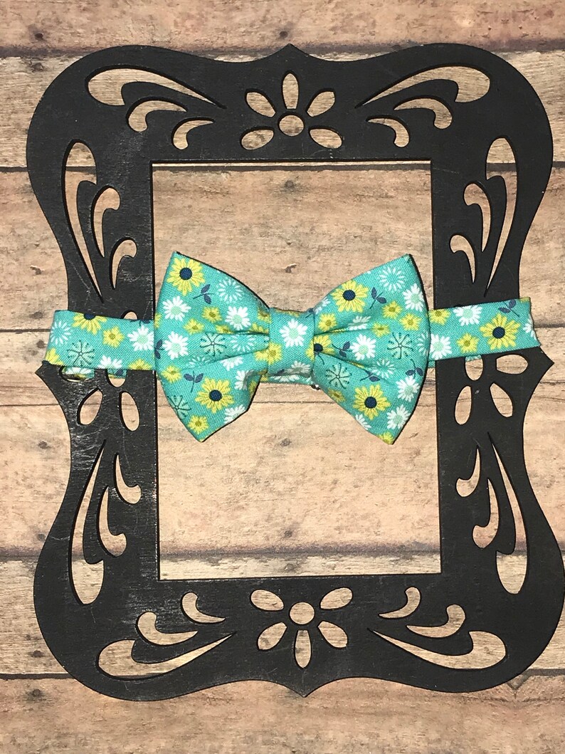 Little Guy Bow Tie, Bow Tie, Aqua Floral image 1