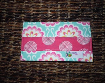 Fabric Checkbook Cover, Duplicate Checks, Pen holder, Fancy Buttons