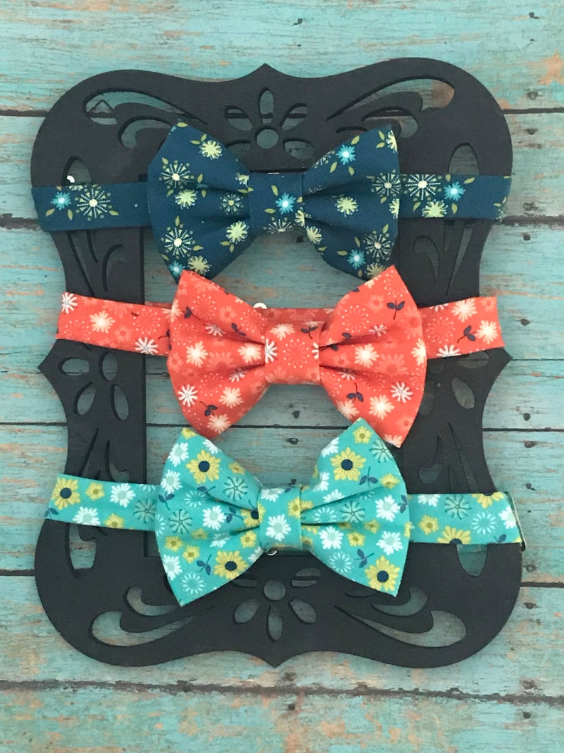 Little Guy Bow Tie, Bow Tie, Aqua Floral image 4