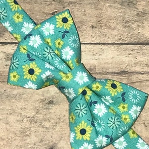 Little Guy Bow Tie, Bow Tie, Aqua Floral image 2