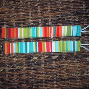 Pacifier Holder, Binky Holder, Pacifier Clip, Fabric Pacifier Clip, Reversible Pacifier Clip,Bungalow Stripe