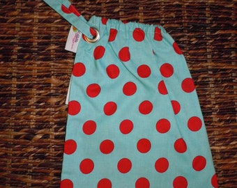 Car Trash Bag, Litter Bag, Auto Trash Bag, Aqua Red Dot