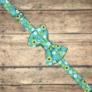 Little Guy Bow Tie, Bow Tie, Aqua Floral image 3