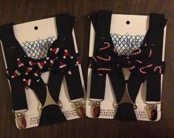 Suspender Set/Bow Tie,Bow Tie Set, Suspender/Bow Tie Set Candy Canes Bow Tie/Bow Tie Set Santa Hats