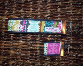 Key Chain, Key Fob, Wristlet Key Fob, Keyper, Wristlet, Paisley Stripe