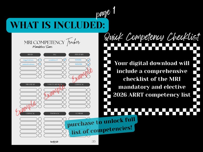 MRI ARRT Clinical Competency Checklist for Students (instant Download ...
