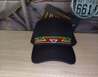 Native Beaded Baseball Cap. Beaded hat. Reggae. Rasta.