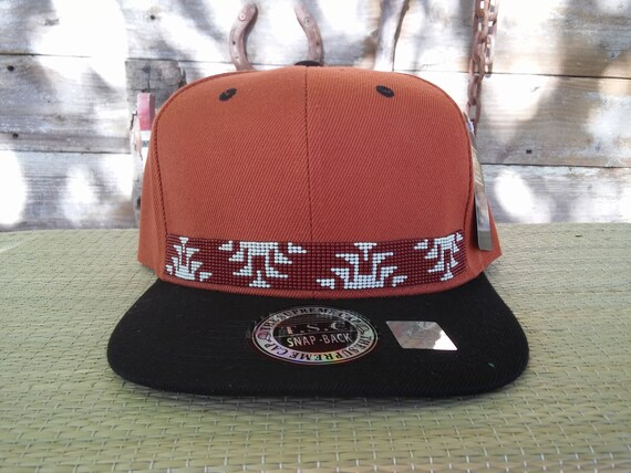Native Beaded Baseball Cap. Hat Flat 