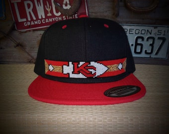 Native Beaded Baseball cap. Kansas City Chiefs. Snap back. One size fits all. NFL. Super Bowl 2024.