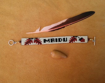 MAIDU. Maidu Tribe. Native.Beaded bracelet. Loom work.