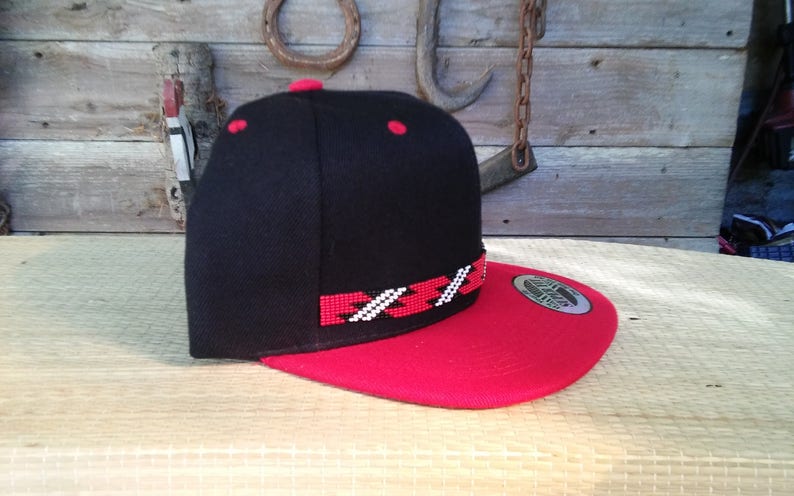 Native Beaded Baseball Cap. Hat Flat bill.Stairway basket | Etsy