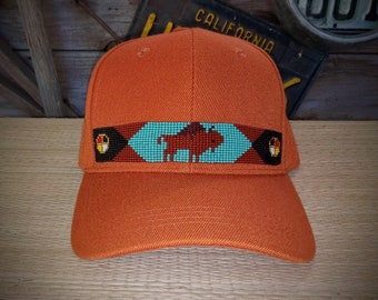 Native Beaded Baseball Cap. Beaded hat. Buffalo Medicine.