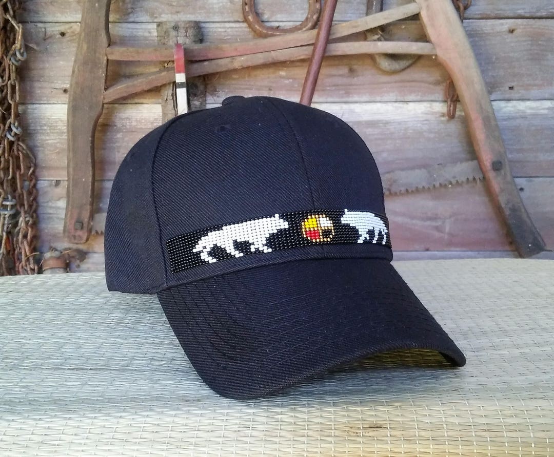 Native Beaded Baseball Cap. Beaded Hat. Spirit Wolf Design. Etsy