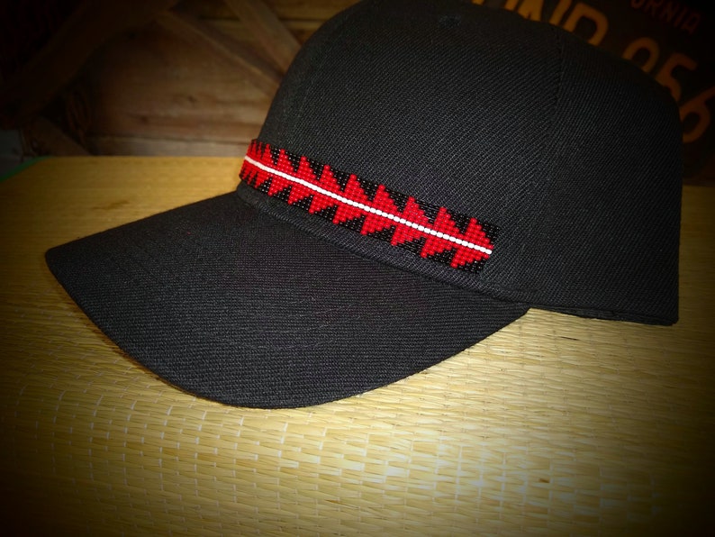 Native Beaded Baseball Cap. Sturgeon. Basket Weave Design. Etsy