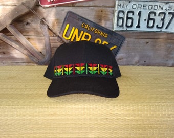 Native Beaded Baseball cap. Hat. Up river. Down river.  Reggae.   Basket Weave Design.