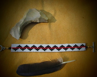 Navajo  Basket design.  Loomed Beaded Bracelet.