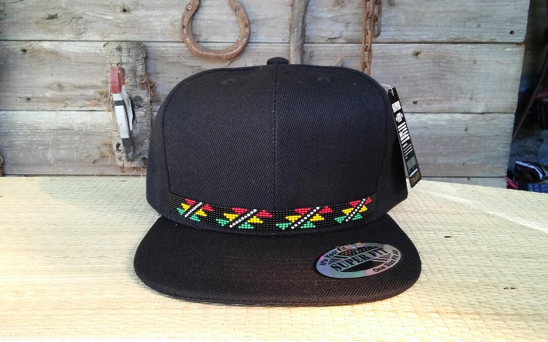 Native Beaded Baseball Cap. Hat Flat Bill.stairway.reggae. Rasta.basket