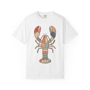 Camiseta retro con estampado de langosta, estilo playero costero, ideal para el verano, camiseta con estampado de vida marina y un toque preppy / Camiseta Comfort Colors®
