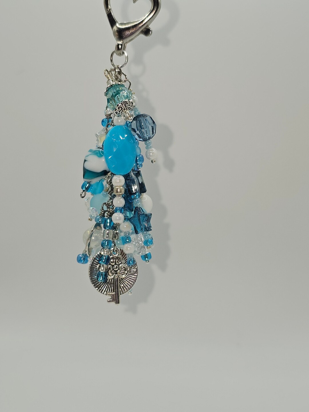Dangle Chain Keychain Hand Beaded Dangle Keychain or Bag Charm! Artic Ice - Etsy