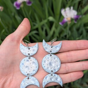 Lunar Phase Earrings • Handmade Polymer Clay Moon Earrings • Celestial Statement Jewelry • Crescent Moon Dangle Earrings • Boho Moon Gift •
