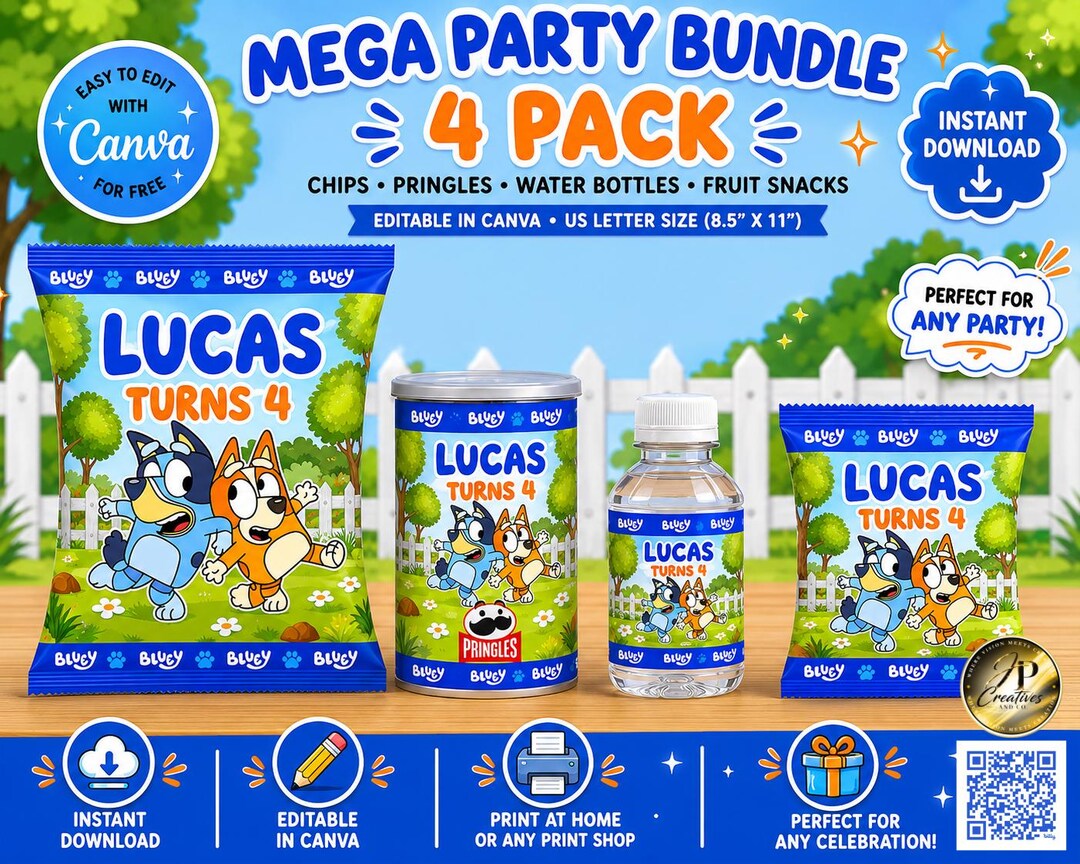 Bluey Birthday Party Favor Bundle | Digital Download - Etsy