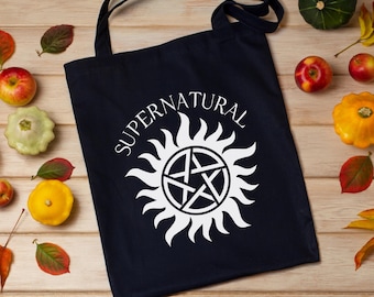 Supernatural Anti-Possession Symbol Tote |  Inspired by Supernatural TV Show | Supernatural bag | Cotton Canvas Tote Bag