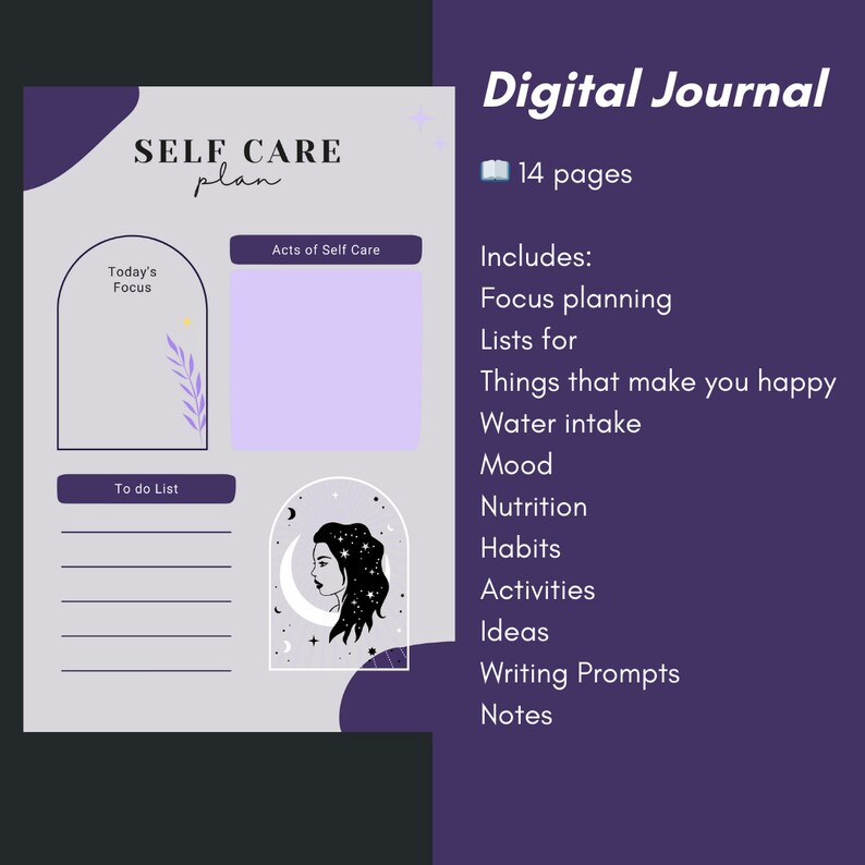 Watercolor Self-Care Journal, Digital image 4