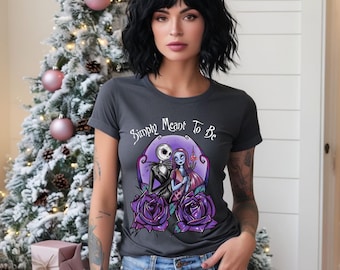 Simply Meant To Be - Nightmare Before Christmas Inspired Jack and Sally T-Shirt | Tim Burton Inspired Gift | Unisex Jersey Short Sleeve Tee