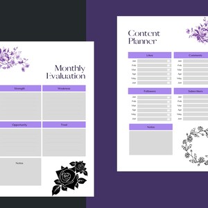 Purple Floral Social Media Planner, Digital image 6