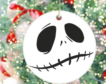 Jack Skellington Christmas Ornament - Nightmare Before Christmas Inspired - Halloween Christmas Decor |  Ceramic Ornament, Round