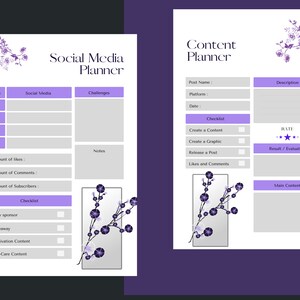 Purple Floral Social Media Planner, Digital image 7