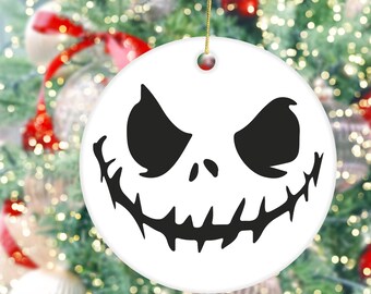 Jack Skellington Christmas Ornament - Nightmare Before Christmas Inspired - Halloween Christmas Decor |  Ceramic Ornament, Round