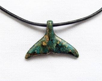 Gray Whale Tail in bronzed turquoise