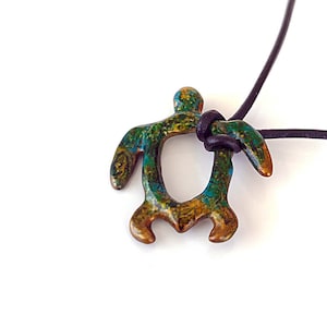 Bronzed Turquoise Turtle Pendant