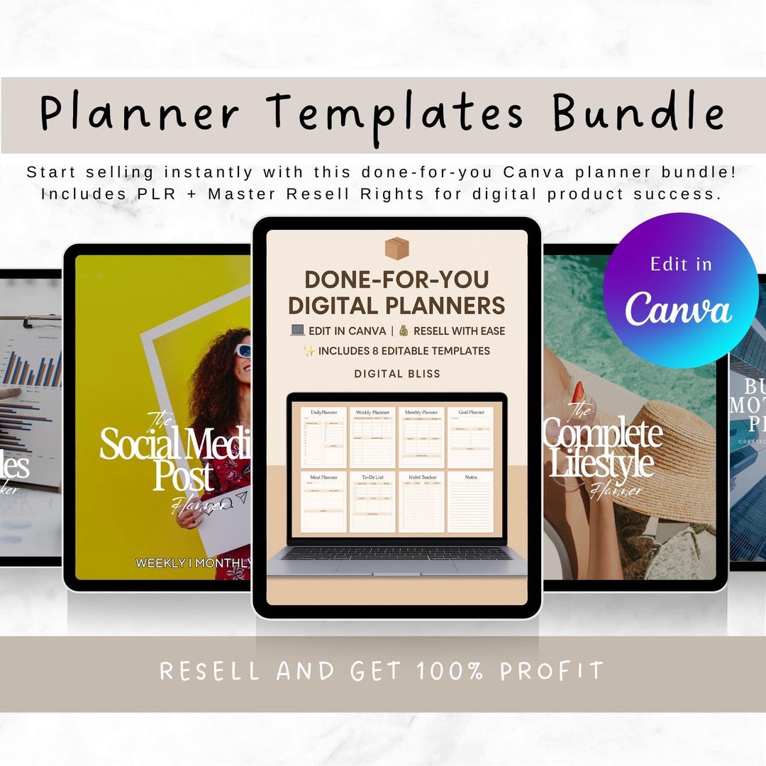 Editable Canva Planner Templates Bundle: PLR Business Kit With MRR - Etsy